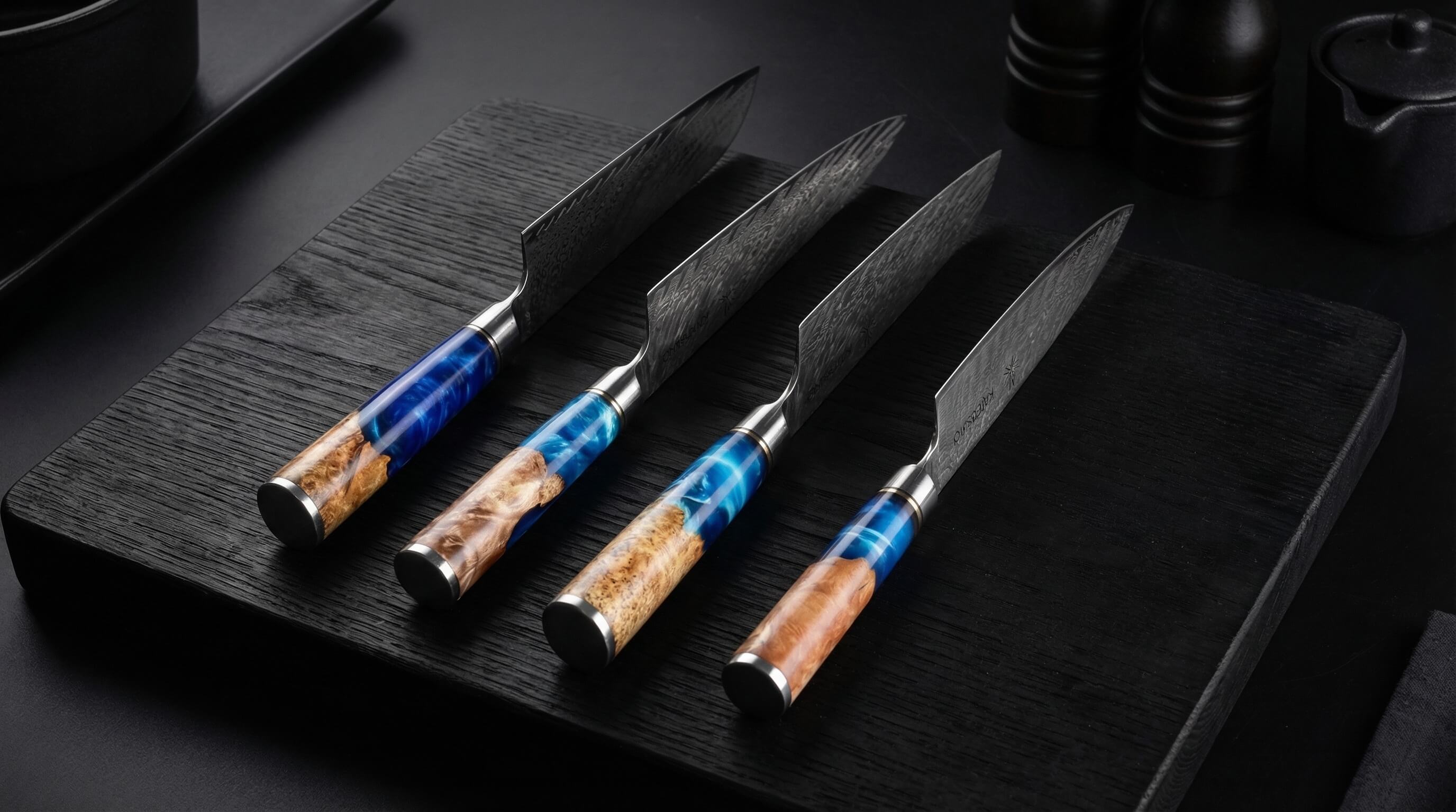 Collection Mer Jaune couteau japonais acier damas