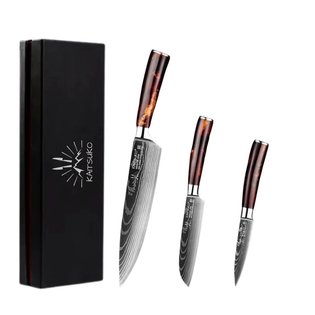 Set of 3 Japanese knives - Chef Tanaka - Land of Fire