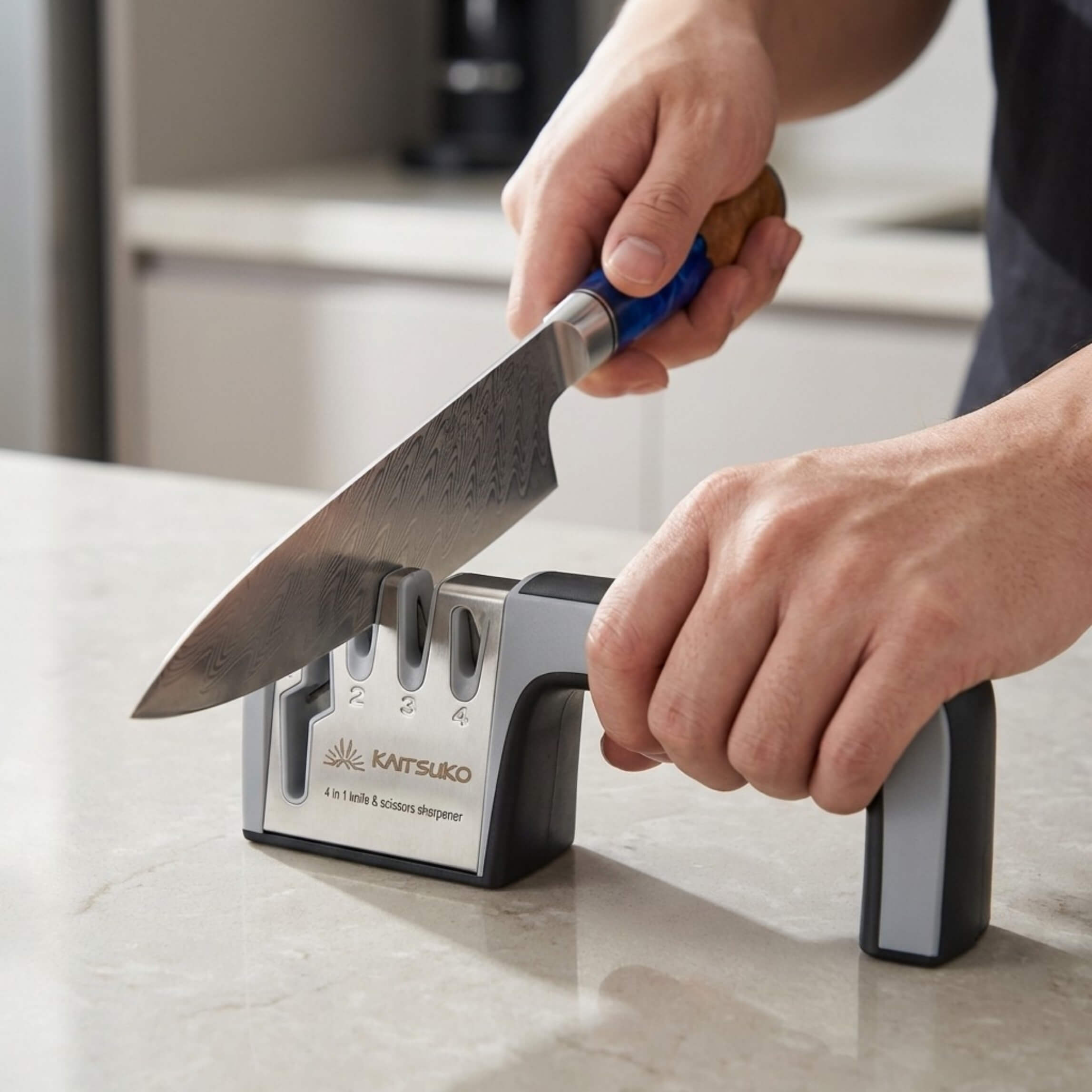 Premium stainless steel sharpener with handle