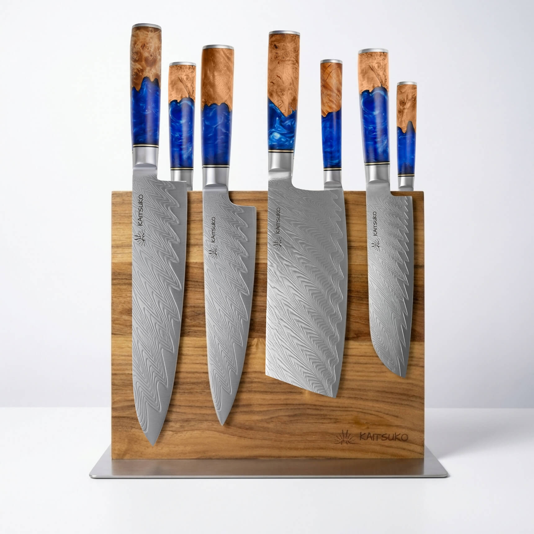 Bloc à couteaux double face en bois