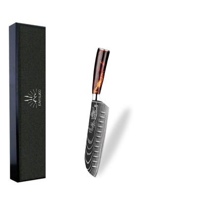 Couteau polyvalent Santoku japonais Kaitsuko Collection Terre de feu