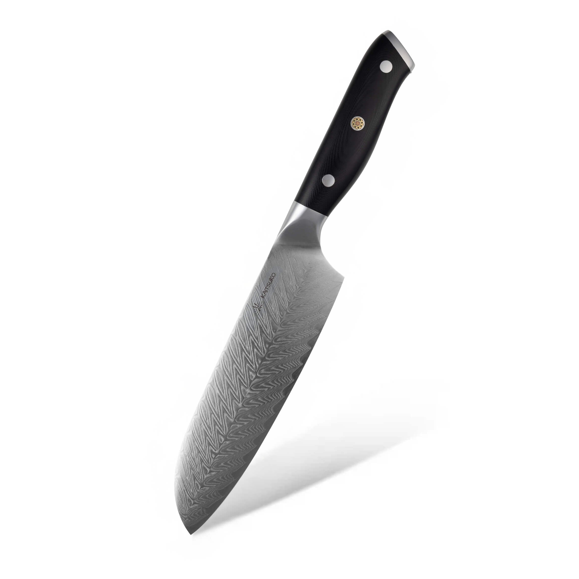 Couteau polyvalent japonais Santoku haut de gamme acier damas 67 couches