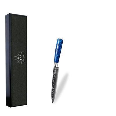 Excellent couteau de cuisine utilitaire japonais manche en résine bleu