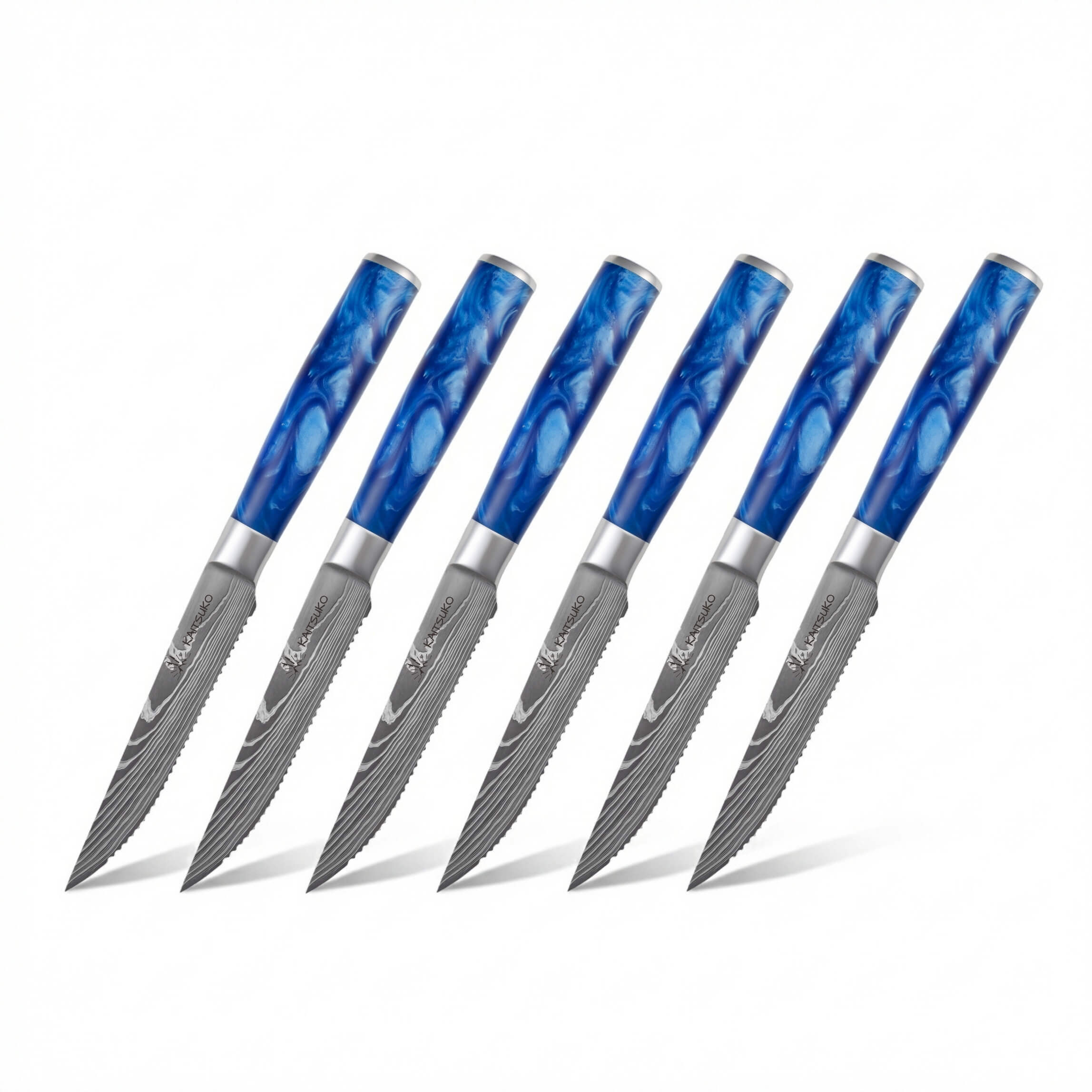 Christmas Passion Set - Tanaka Ocean Blue (6 steak knives + 5 Japanese knives + 1 pro sharpener + finger guard + free Kaitsuko book)