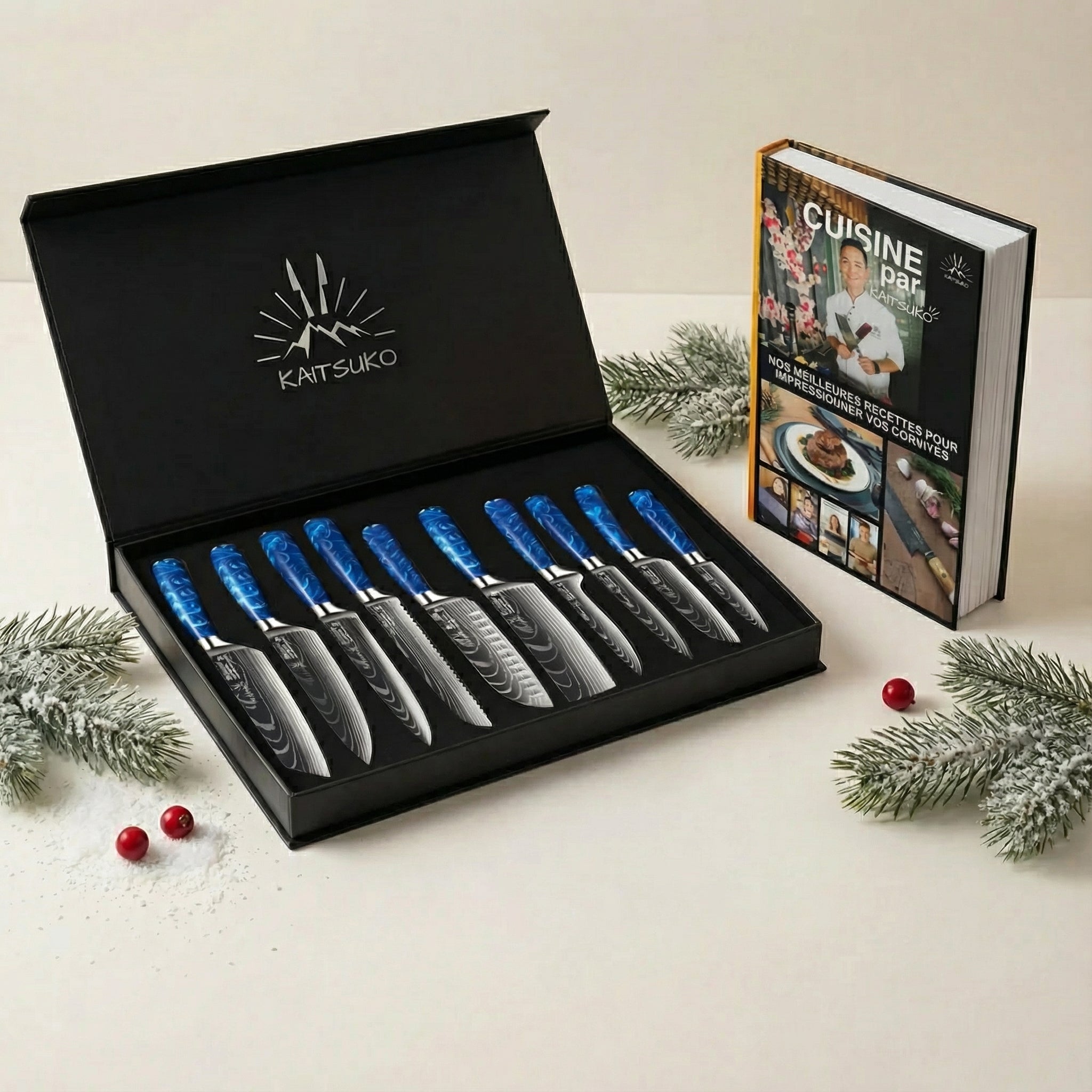 Christmas Magic Pack - The Ultimate Holiday Set (10 Tanaka Japanese Chef Knives + 1 Recipe Book) 